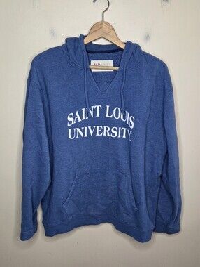 Saint Louis University Blue V-neck Hooded Sweatshirt Size XL Sporty Casual